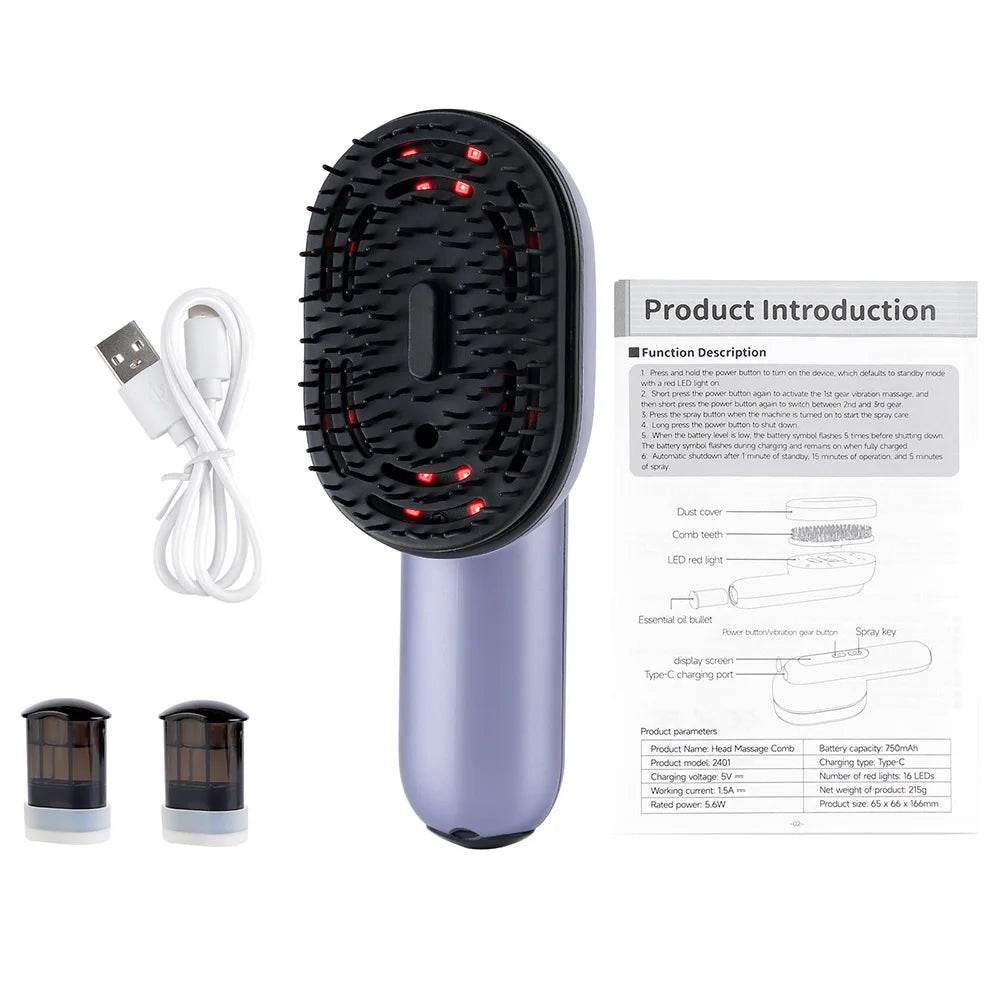 Vibrating Hair Brush Massager Head Hair Spray Hair Oil Applicator Tool